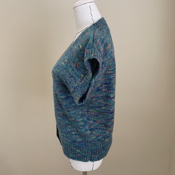 Vintage 80s Womens Sweater Vest Knit Button Cottage Boho Heather Country Prairie - Picture 4 of 8